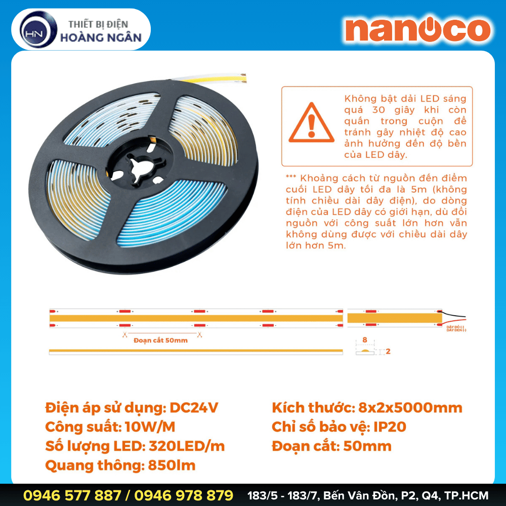 Đèn LED Dây Trang Trí Trong Nhà COB Nanoco