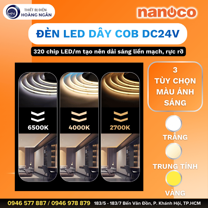 Đèn LED Dây Trang Trí COB Nanoco DC24V