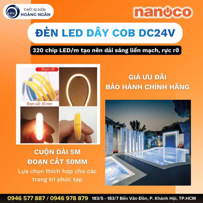 Đèn LED Dây Trang Trí COB Nanoco DC24V