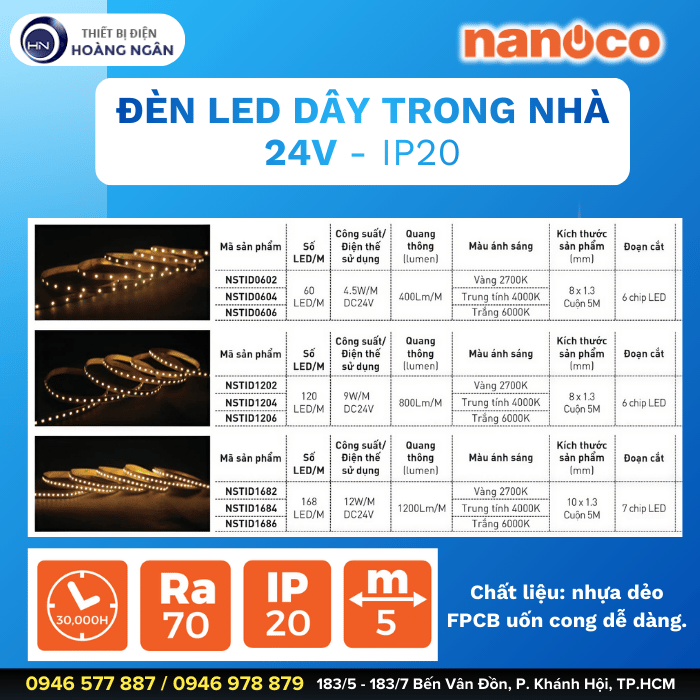 Đèn LED Dây Trang Trí Trong Nhà 24V NANOCO
