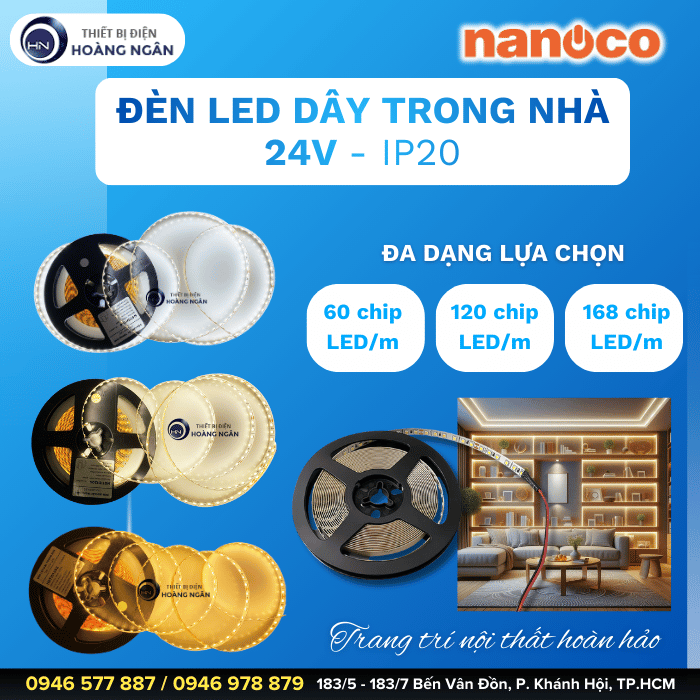 Đèn LED Dây Trong Nhà 24V Loại 60 LEDMét - IP20 NSTID0602 Nanoco  Công Suất 4.5WMét