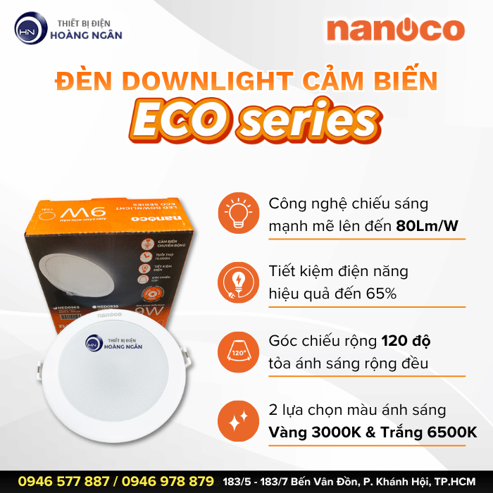 Đèn LED Downlight Âm Trần ECO Series Cảm Biến Nanoco
