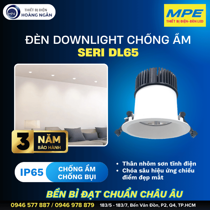 Đèn LED Downlight Âm Trần Chống Ẩm MPE  Seri DL65