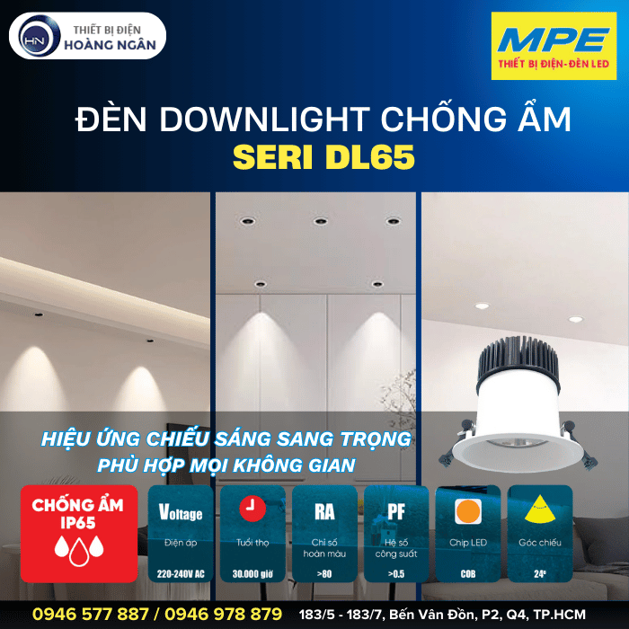 Đèn LED Downlight Âm Trần Chống Ẩm MPE  Seri DL65