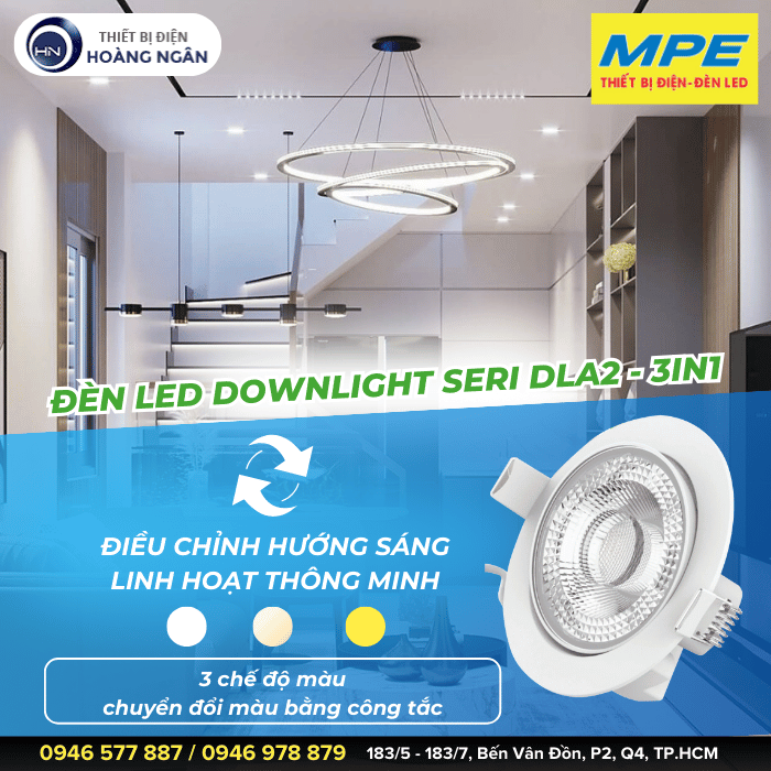 Đèn LED Downlight Âm Trần Điều Chỉnh Hướng Chiếu Sáng MPE  Seri DLA2 - 3IN1