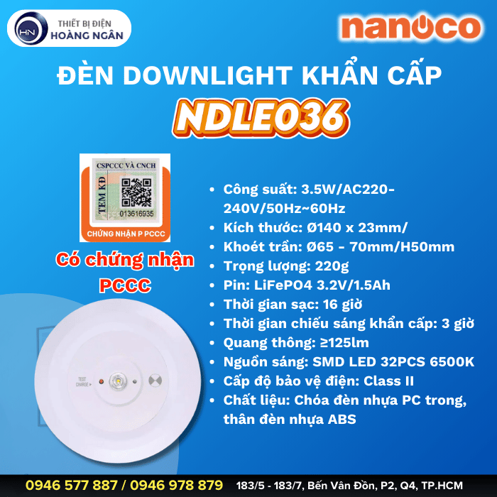 Đèn LED Downlight Chiếu Sáng Khẩn Cấp Nanoco