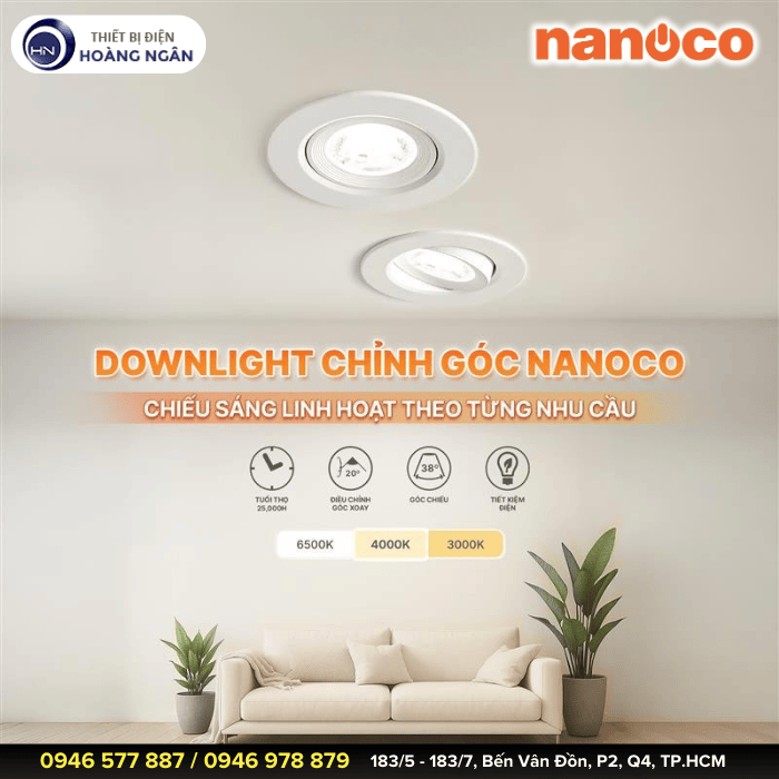 Đèn LED Downlight chỉnh góc NADL074 Nanoco