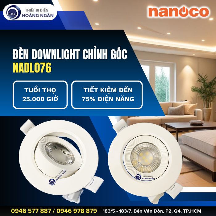 Đèn LED Downlight chỉnh góc NADL074 Nanoco
