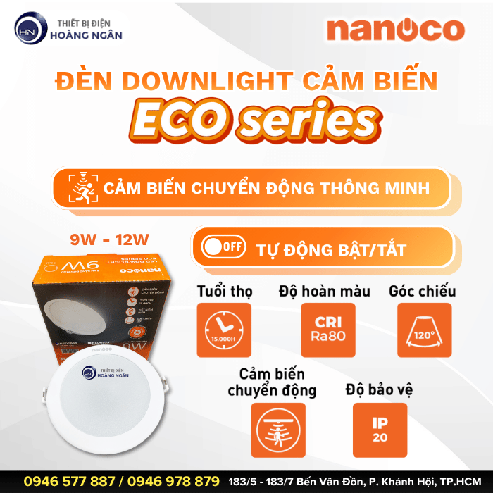 Đèn LED Downlight Âm Trần ECO Series Cảm Biến Nanoco