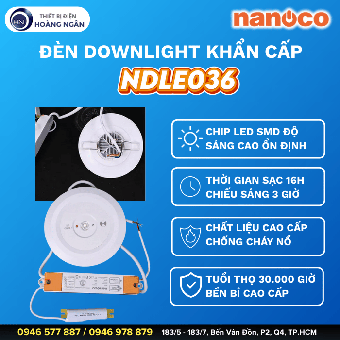 Đèn LED Downlight Emergency - Đèn LED Downlight Chiếu Sáng Khẩn Cấp Nanoco