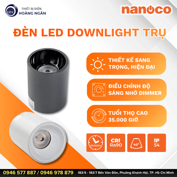 Đèn LED Downlight Trụ Nanoco