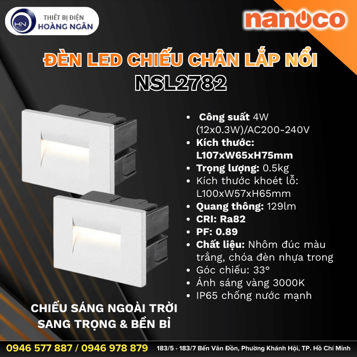 Đèn LED gắn âm tường chiếu chân Nanoco NSL1121A