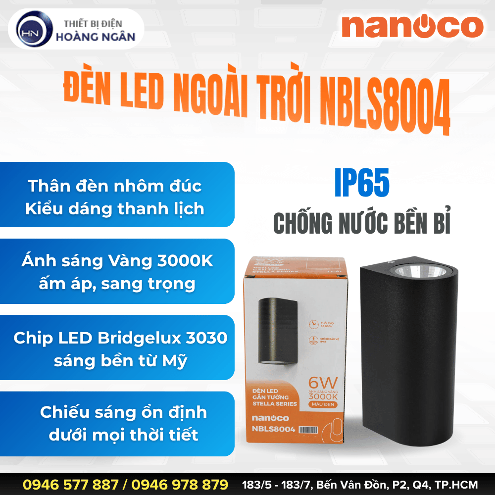 Đèn LED Gắn Tường Ngoài Trời Nanoco NBLS8004