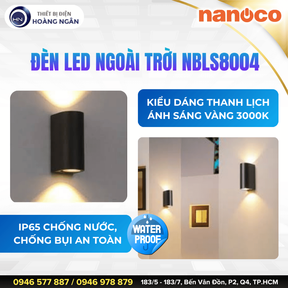 Đèn LED Gắn Tường Ngoài Trời Nanoco NBLS8004