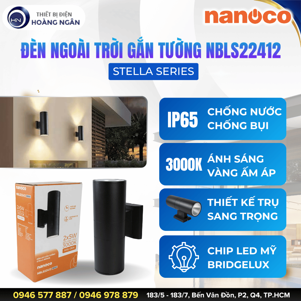 Đèn LED Gắn Tường Ngoài Trời NBLS22412 Nanoco