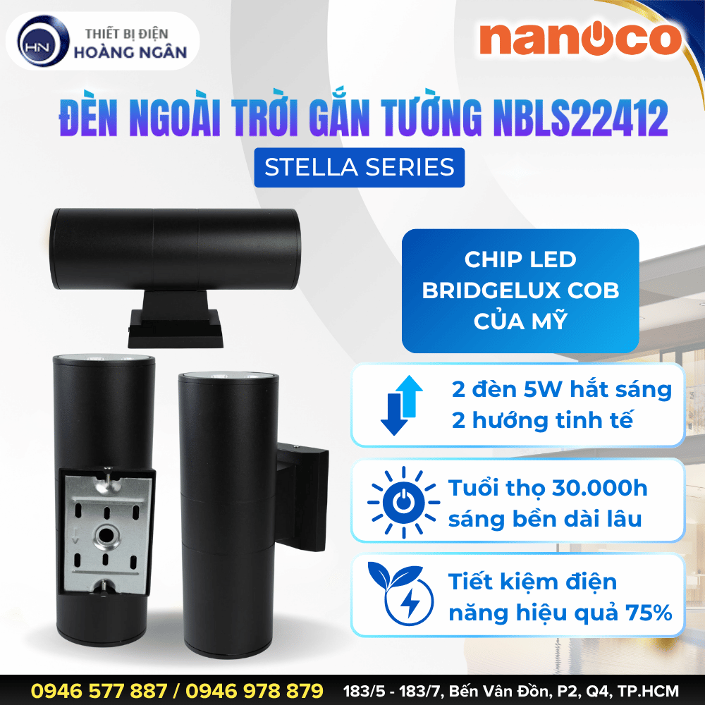Đèn LED Gắn Tường Ngoài Trời NBLS22412 Nanoco