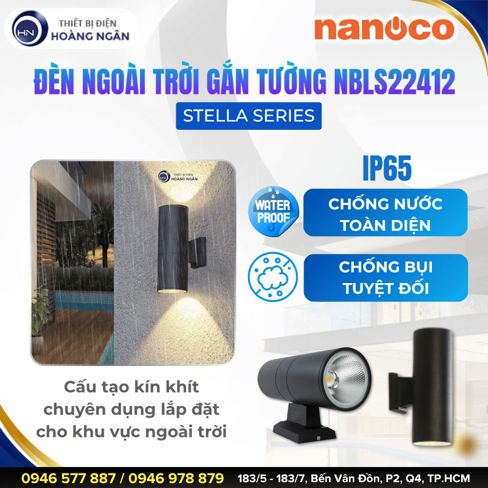 Đèn LED Gắn Tường Ngoài Trời Nanoco NBLS22412