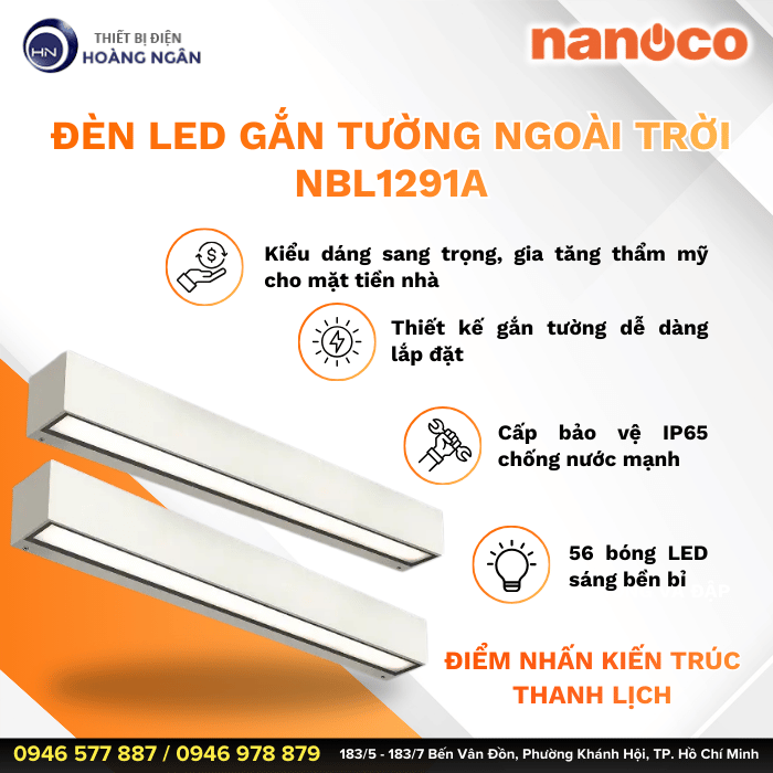 Đèn LED Gắn Tường Ngoài Trời Nanoco NBL1291A