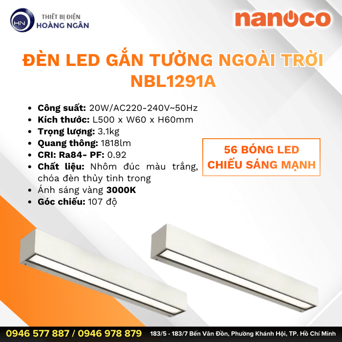 Đèn LED Gắn Tường Ngoài Trời NBL1291A Nanoco