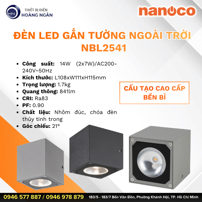 ĐÈN LED GẮN TƯỜNG NGOÀI TRỜI NBL2541