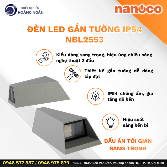 Đèn LED Gắn Tường Ngoài Trời NBL2553 Nanoco