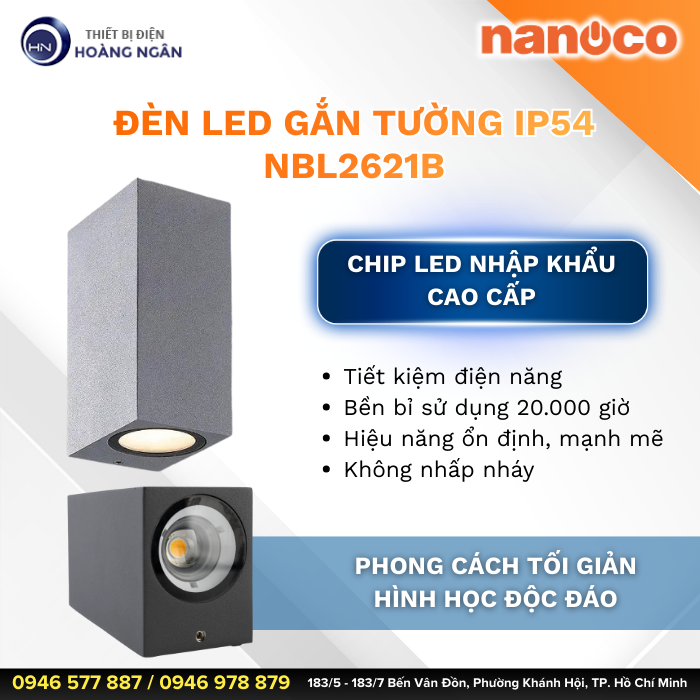 Đèn LED Gắn Tường Ngoài Trời NBL2621B Nanoco
