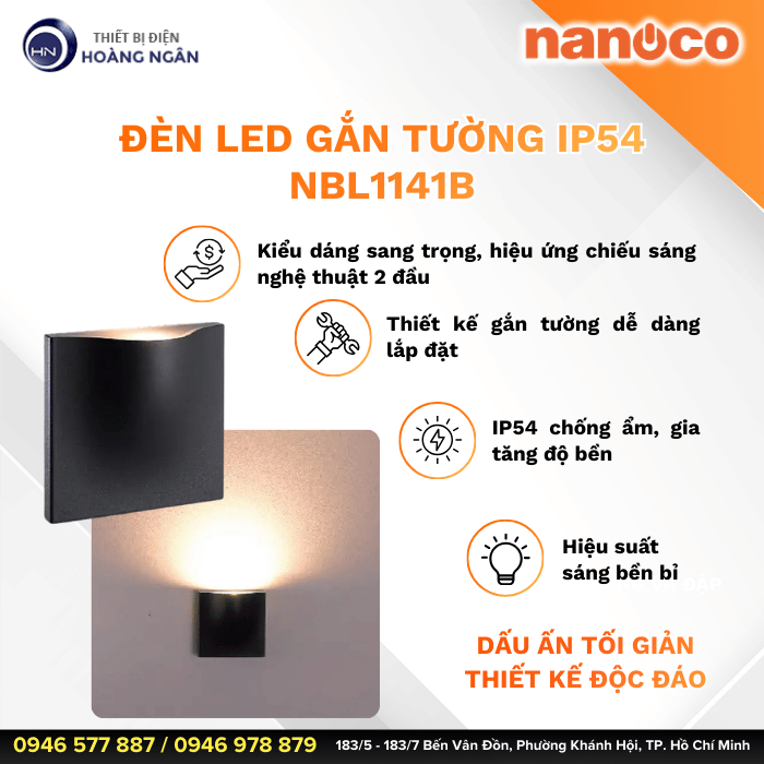 Đèn LED Gắn Tường Ngoài Trời NBL1141B Nanoco