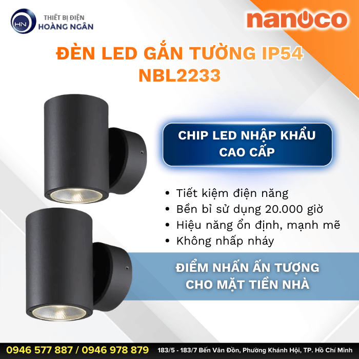 Đèn LED Gắn Tường Ngoài Trời NBL2233 Nanoco