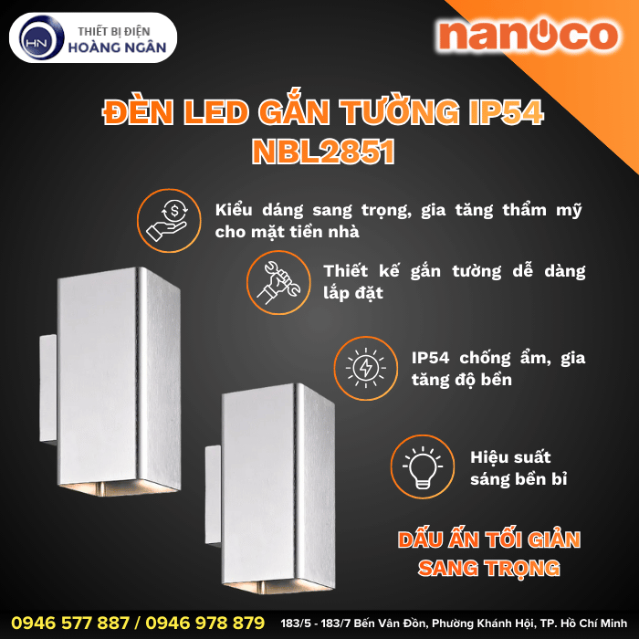 Đèn LED Gắn Tường Ngoài Trời NBL2851 Nanoco