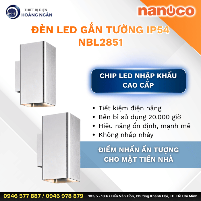 Đèn LED Gắn Tường Ngoài Trời NBL2851 Nanoco