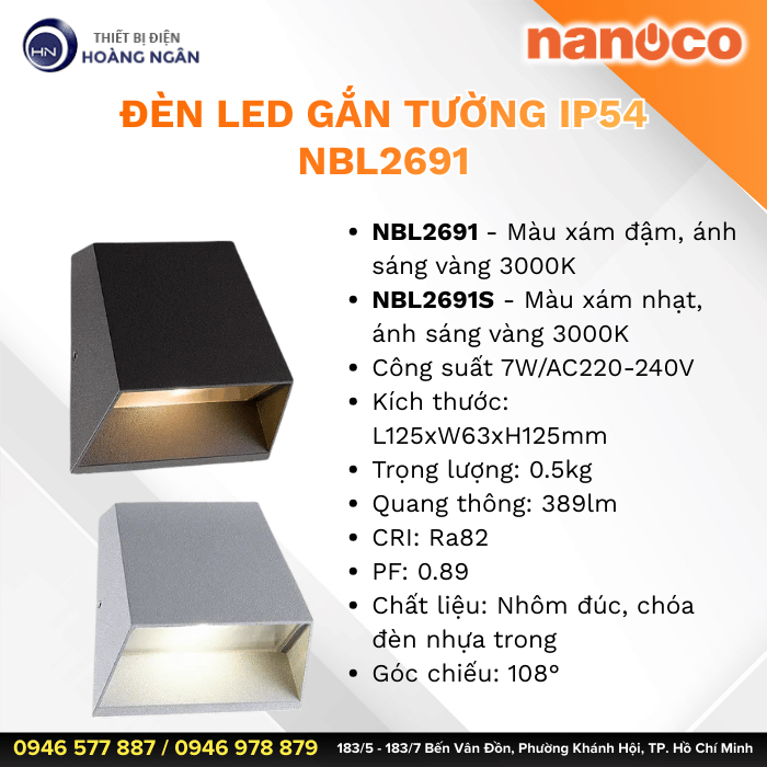 Đèn LED Gắn Tường Ngoài Trời NBL2691 Nanoco
