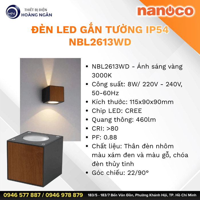Đèn LED Gắn Tường Ngoài Trời NBL2613WD Nanoco
