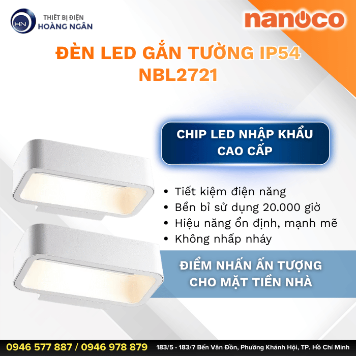 Đèn LED Gắn Tường Ngoài Trời NBL2721 Nanoco
