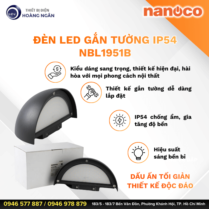 Đèn LED Gắn Tường Ngoài Trời NBL1951B Nanoco