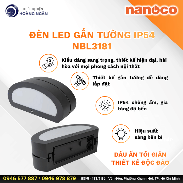 Đèn LED Gắn Tường Ngoài Trời NBL3181 Nanoco