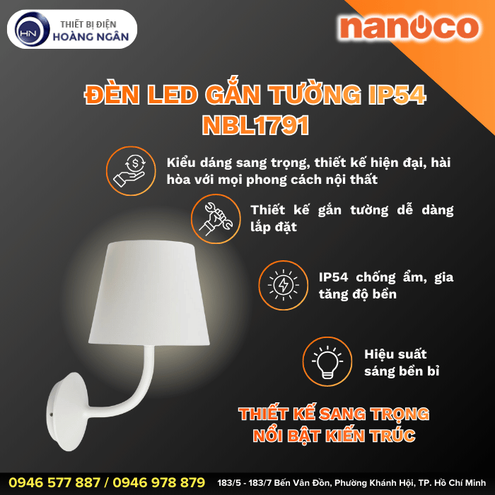 Đèn LED Gắn Tường Ngoài Trời NBL1791 Nanoco