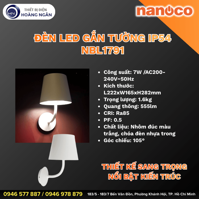 Đèn LED Gắn Tường Ngoài Trời NBL1791 Nanoco