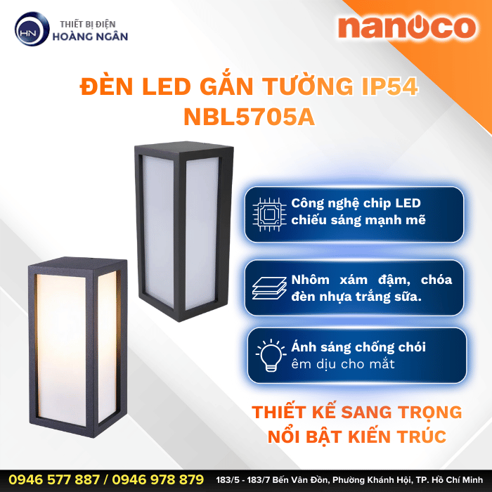 Đèn LED Gắn Tường Ngoài Trời NBL5705A Nanoco