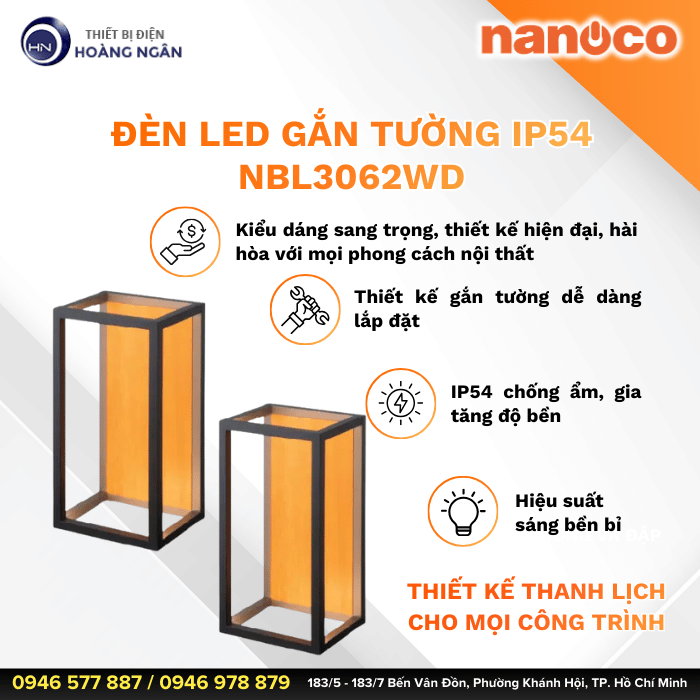 Đèn LED Gắn Tường Ngoài Trời NBL3062WD Nanoco
