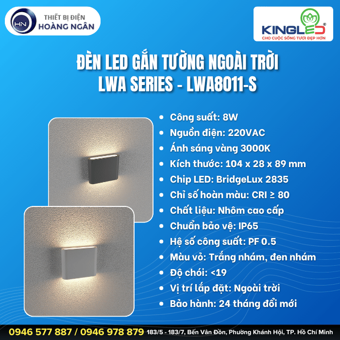 Đèn LED Gắn Tường Ngoài Trời LWA8011 KingLED
