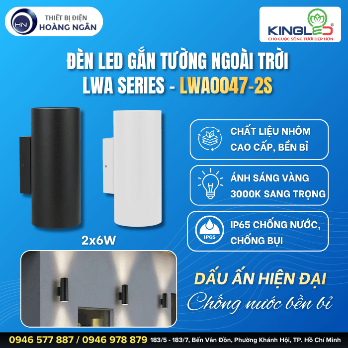 Đèn LED Gắn Tường Ngoài Trời LWA0047-2S KingLED