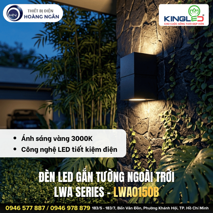 Đèn LED Gắn Tường Ngoài Trời LWA0150B KingLED