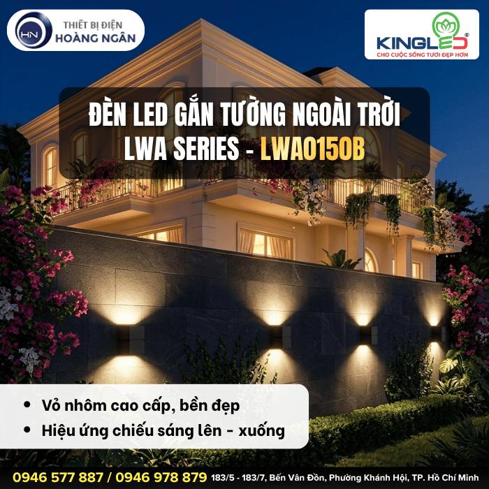Đèn LED Gắn Tường Ngoài Trời LWA0150B KingLED