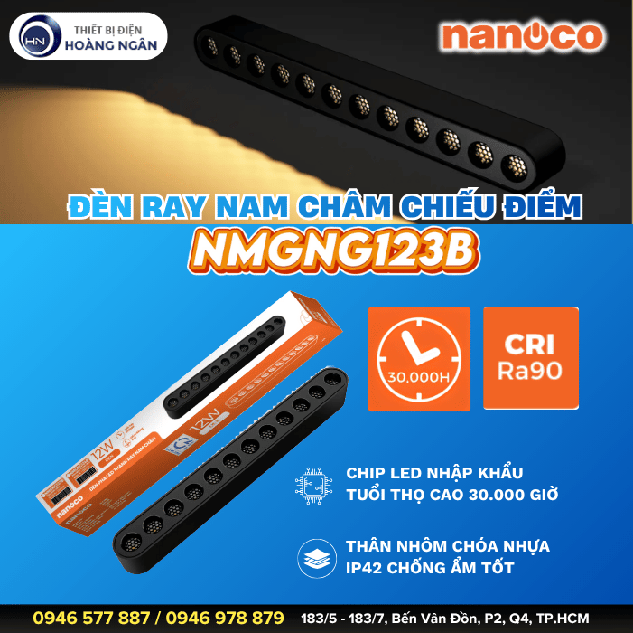 Đèn LED Nam Châm Chiếu Điểm Nanoco NMGNG123B