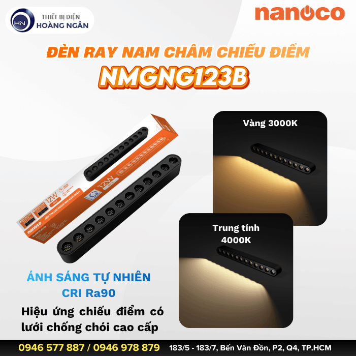 Đèn LED Nam Châm Chiếu Điểm Nanoco NMGNG123B