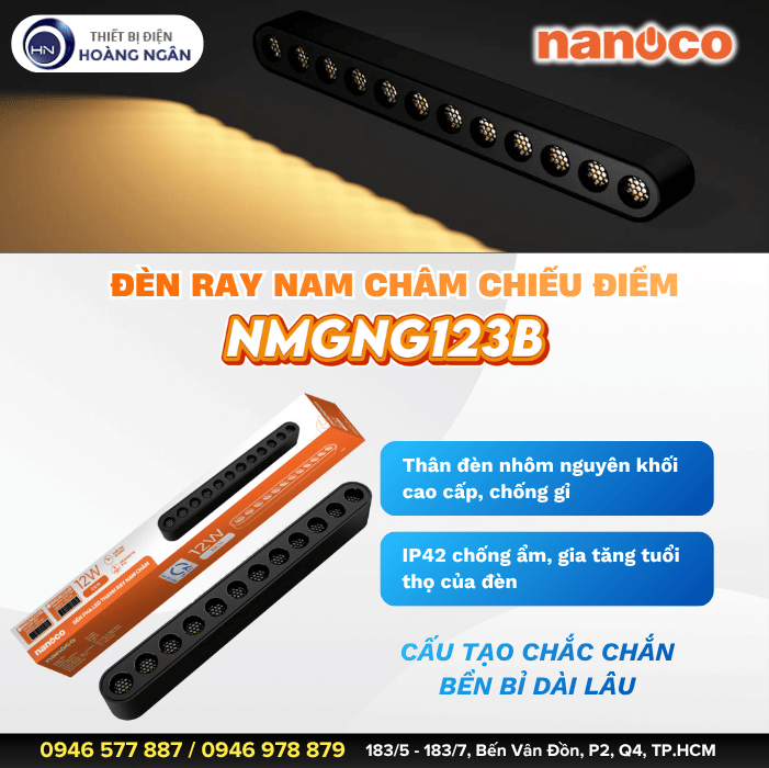 Đèn LED Nam Châm Chiếu Điểm Nanoco NMGNG123B