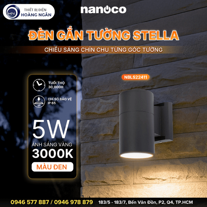 Đèn LED Ngoài Trời Gắn Tường Stella Series NBLS22411 Nanoco