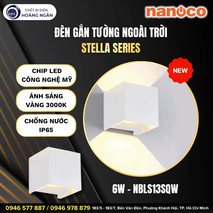 Đèn LED Ngoài Trời Gắn Tường Stella Series NBLS13SQW Nanoco