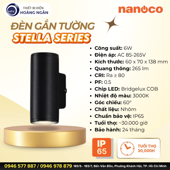 Đèn LED Ngoài Trời Gắn Tường NBLS22512 Nanoco - Stella Series