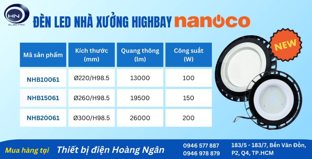 Đèn LED Nhà Xưởng HIGHBAY 100W NHB10061 Nanoco